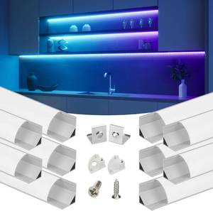 lot 1139 image: Muzata 10Pack 1M V-Shape LED Diffuser Channel Silver Aluminum Frosted Cover