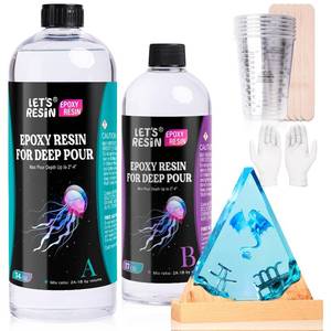 lot 1152 image: LETS RESIN Deep Pour Epoxy Resin Kit 51oz, Clear 2-4 in, 21 Casting
