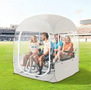 lot 1155 image: $130 Raynesys Sports Tent, Portable Pop Up Shelter for 1-4 People, Beige