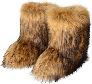 lot 1182 image: Eosxrp Furry Faux Fur Boots Women s Winter Snow Boots Mid-Calf Warm Outdoor