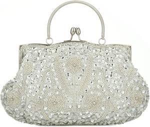 lot 1188 image: Women Beaded Sequin Flower Design Evening Wedding Clutch Crossbody Bag
