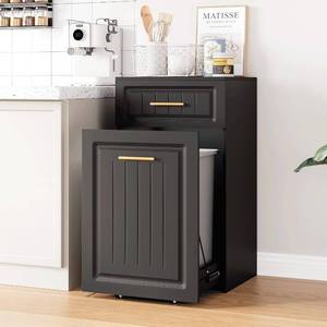 lot 1189 image: $120 ZIFTY Pull-Out Trash Can Cabinet for 13-Gallon Bin, Freestanding, Blac