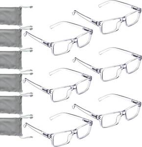 lot 37559 image: LUR READING GLASSES 6 Pack Spring Hinge Comfort Plastic Readers (Clear)