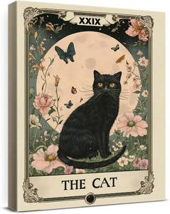 lot 37606 image: QPVXSST Cat Tarot Wall Decor Gift For Cat Lovers Halloween Bathroom And Bedroom Decor Poster Suitable For Home Living Room And Bedroom, 8x10 Inch