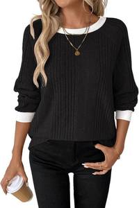 lot 37607 image: Womens Long Sleeve Shirts Crewneck Casual Tops Loose Fit Tunic Spring Fashion 2026 Blouses & Clothing SIZE UNKNOWN