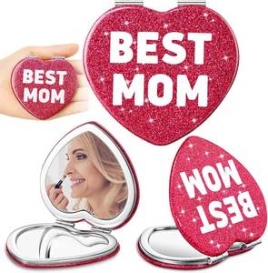 lot 37784 image: Geelin 3 Pcs Mothers Day Best Mom Heart Compact Mirror Gifts for Mom from Daughter Son, Personalized Sentimental Birthday Gift for Mama Mother in Law, Mini Makeup Pocket Mirror for Mothers Day