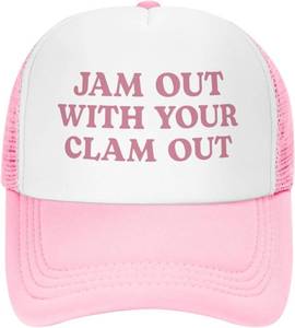 lot 37790 image: Jam Out with Your Clam Out Funny Trucker Hats for Women with Dirty Adult Humor - Crazy & Unhinged Inappropriate Designs