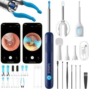 lot 37810 image: BEBIRD R1 Ultra Ear Wax Removal, Ear Cleaner with Camera Ear Scope, Wax Remove Ear Pick with Ear Otoscope Tweezers, Visual Dropper Cleaning Kit, EarNoseThroat Examination Tool for Family, Blue
