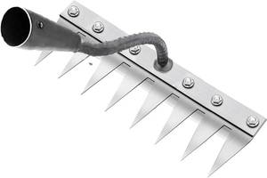 lot 37811 image: Weeding Rake for Gardening, Gardenia Iron Rakes for Backyard, Lawn, Small Farm, Rake with Sharp Metal Teeth Heavy Duty Garden Tool for Weeding Without Handles (8 Tines)