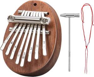 lot 37813 image: Mini thumb piano delicate 8 keys teardrop shape comes with, lanyard, tuning hammer, suitable for holiday gift beginners first gift