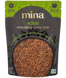lot 37831 image: Mina Moroccan Lentils, Ready to Eat, Lentils High In Plant Based Protein, Vegan, Non-GMO, Gluten Free, Kosher, Microwavable, Packaged Meal & Side Dish, 10 oz