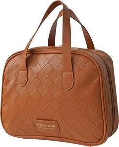 lot 37832 image: Leather Travel Makeup Bag, Top Handle Satchel Handbag, woven cosmetic bag for Women, Large Cosmetic Organizer, Bathroom Organizer for Make up