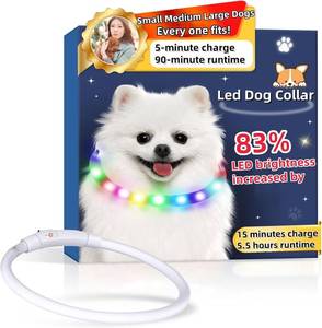 lot 37850 image: Led Dog Collar LED Brightness Increased by 83%  OGURIYA USB-C Rechargeable Dog Necklace Light, Pet Safety Collar Makes Your Beloved Dogs Be Seen at Night for Medium Large Dogs 27.56in Length(70CM)