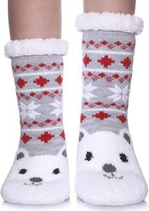 lot 38019 image: Yebing Kids Boys Girls Slipper Socks Cute Animal Fuzzy Winter Warm Fleece Lining Christmas Socks With Grippers