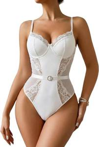 lot 38020 image: Avidlove Womens Lingerie Lace Bodysuit Push Up Lingerie Snap Crotch Teddy One Piece Babydoll Size Medium
