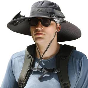 lot 38125 image: Fishing Hat with Built in Fan.USB Charging or Solar powerSun Protection Bucket hat for Outdoor Fishing Outdoor Work