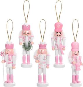 lot 38126 image: IMIKEYA Christmas Nutcracker Figure 5PCS Pink Wooden Nutcracker Hanging Christmas Nutcracker Ornament Nutcracker Christmas Decoration Nutcracker Ornament Christmas Decor