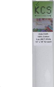 lot 38143 image: KCS 3 pc of 15 x 18 Counted Cross Stitch Cotton Aida Cloth Needlework Fabric,28CT,White