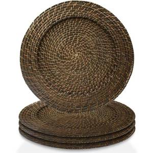 lot 38191 image: 13 in. D Round Rattan Charger (Set of 4)