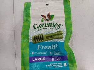 lot 38718 image: Greenies Large Chewy Dental Dog Treats Fresh Spearmint - 12oz8ct