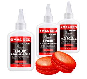 lot 38724 image: Liquid Food Coloring (Xmas Red), 70g   3 Bottles Food-Grade Concentrated Flavorless Food Coloring Set, Vibrant Dye Ideal for Baking Cookies, Cake Decorating, Icing, Fondant, Easter Eggs, DIY Projects