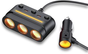 lot 38737 image: 3 - in - 1 Cigarette Lighter Adapter with PDQC Fast Charging, Independent Switches Car Charger, RGB LED Indicator Lights - Universal Cigarette Lighter USB Charger for Cars, SUVs