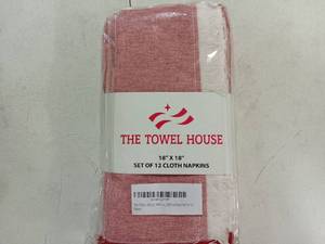 lot 38738 image: 100% Cotton Dinner Napkins with Elegant Four-Side Fringes   Super Absorbent, Soft and Durable, Ideal for Weddings, Parties and Formal Events, 18x18 Inches, Red (Pack of 12)