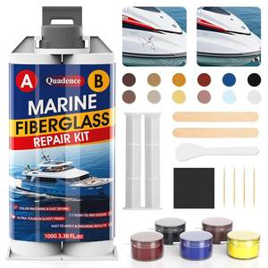 lot 38994 image: Marine Fiberglass Repair Kit for Boats, Quadence Gel Coat Repair kit for Boats, Fiberglass Repair Kit, Waterproof Epoxy Filler for Kayaks Sailboats Fix Holes, Chips, Deep Cracks, Scratches-Color Match
