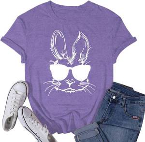 lot 37676 image: Womens Easter Shirt Happy Easter Bunny T-Shirt Rabbit Jesus Christian Egg Tee Tops SIZE XXL
