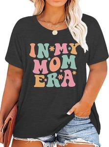 lot 37886 image: Plus Size Mom Shirt Women in My Girl Mom Era Tshirt Cute Mom Graphic Tee Mama Life Short Sleeve Shirt Black XL