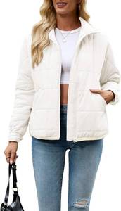 lot 37919 image: Womens Quilted Puffer Jacket Lightweight Zip Up Padded Coat Long Sleeve Y2K Casual Jacket Outwear with Pockets & Slit Size Small