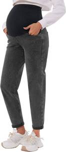 lot 37924 image: POSHGLAM Womens Maternity Boyfriend Jeans Over Belly Stretch Comfy Loose Casual Denim Pants with Pockets for Everyday Wear Size 5