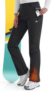 lot 37931 image: IGOLUMON Snow Ski Pants Womens Waterproof Fleece Lined Pants Winter Insulated Softshell for Hiking Snowboard Outdoor Size L 32-L