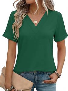 lot 38449 image: Rapbin T Shirts for Women Short Sleeve V Neck Tshirts Loose Fit Lightweight Soft Casual Summer Spring Tee Tops SIZE XXL