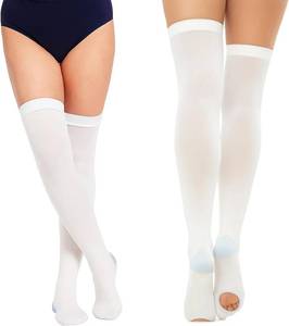 lot 38462 image: 2Pairs TED Hose Compression Stockings, Anti Embolism Stockings, Thigh High Unisex Ted Hose Socks SIZE XL
