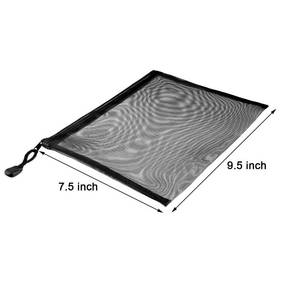 lot 38463 image: Norme Black Mesh Bags Makeup Bags Cosmetic Travel Organizer Bags Mesh Zipper Pouch Pencil Case, 9.5 x 7.1 Inches