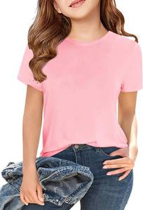 lot 38468 image: Girls Short Sleeve T Shirts Kids Summer Tops Crewneck Tees 5-14 Years