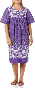 lot 38485 image: AmeriMark Womens Patio Dress Lounger Floral Print Border Short Sleeve & Pockets SIZE XXL