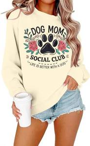 lot 38665 image: ALLTB Dog Mom Sweatshirt Women Dog Mama Graphic Shirt Cute Paw Shirts Puppy Lover Pullover Casual Long Sleeve Tee Tops Large