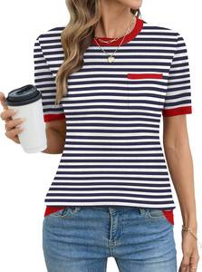 lot 38666 image: Rapbin Short Sleeve Sweater for Women Spring Summer Knit Tops Crew Neck Casual Lightweight Pullover Sweaters with Pocket Medium