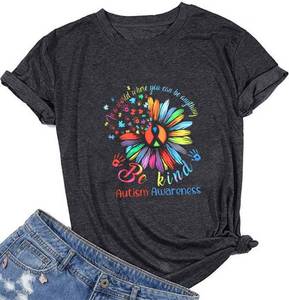 lot 38676 image: Autism Awareness Shirt Women Be Kind Special Education Teacher T-Shirt Casual Inspirational Kidness Short Sleeve Tee Tops XL