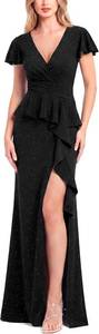 lot 38926 image: VFSHOW Womens Ruched Wrap V Neck Ruffle Formal Prom Peplum High Slit Maxi Dress 2023 Wedding Guest Cocktail Evening Long Gown Size XXL
