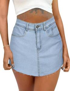lot 38939 image: POTILI Denim Skort for Women High Waisted U Hem Y2K Jean Skort for Women Trendy Mini Skirt with Shorts and Pockets Size XL