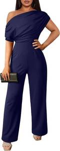 lot 38951 image: YMDUCH Womens Casual Sleeveless Off Shoulder Wide Leg Long Pant Jumpsuits