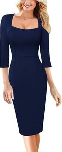 lot 38964 image: VFSHOW Womens Vintage Square Neck Work Office Business Dress Elegant Casual Cocktail Party Church Bodycon Pencil Sheath Dress SIZE 3XL