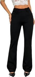 lot 38965 image: Verdusa Womens High Waisted Straight Leg Pants Workout Yoga Stretchy Fitted Trousers SIZE Small