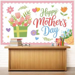 lot 37713 image: Mothers Day Bulletin Board Decoration,Happy Mothers Day Sticker Decor with Flowers for Classroom Party Supplies Office Home Large Flower Heart Cutouts Favors for Spring Wall Door Backdrop