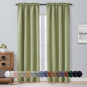 lot 37733 image: Aiyufeng Sage Green Blackout Curtains for Bedroom 90 Inches Long 2 Panels Set, Solid Privacy Energy Saving Living Room Window Treatment Curtains Blackout Drapes, W40 x L90 Inch, Sage Green