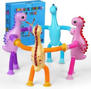 lot 37737 image: 4PCS Dinosaur Pop Sensory Tube,Airplane Travel Toys for Toddlers Kid Boys Girls Year Old Ages 3 ADHD Autism Plane Road Trip Activities Essential Suction Cup Pop Dino Fidget Toys Autistic Gifts