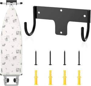lot 37969 image: ORLESS Ironing Board Holder Wall Mount, Ironing Board Hanger, Iron Board Holder, Small Y or T Leg Iron Board Hook Wall Mount for Laundry Rooms, 6 Inch(Black)